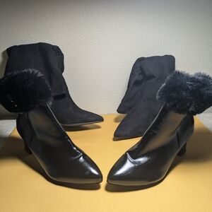 Elegant Black & Fur-Trimmed Women's Boots YTK Shoe Sale!